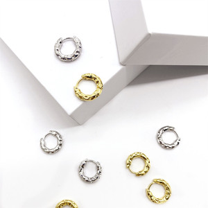 <b>Huggie</b> Earrings Geometric Textured Zinc Alloy Gold And <b>Silver</b> Small Delicate Fashion Hoop Earings - Product Image 1