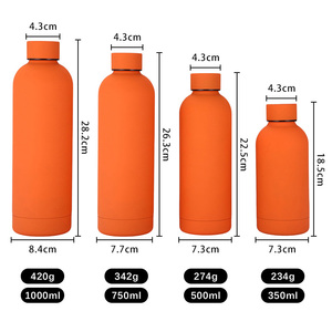 500 ml Soft Touch Sport Water Bottle <b>Small</b> Mouth Dark Pink Rubber Coating Insulated Stainless Steel Vacuum <b>Flask</b> 6-12 Hours - Product Image 3
