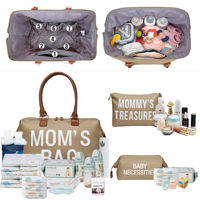 Sac de voyage pour maman à compartiments séparés, en tissu Oxford, multi-poches, pochettes amovibles, manchon de bagage, sangle réglable, certifié Reach