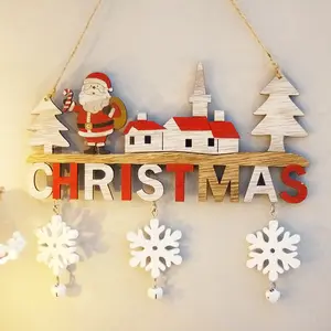 뜨거운 판매 산타 클로스 나무 문 펜던트 크리스마스 선물 파티 용품 가정 장식 크리스마스 장식품
