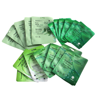 Sachet en polyéthylène jetable imprimé en héliogravure avec logo personnalisé et encoche de déchirement pour l'emballage de masques faciaux et de masques en tissu pour la vente au détail de produits de soin de la peau