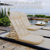 Chaise longue en rotin de qualité supérieure-Tissage ergonomique, pliable et ventilé-Chaise longue de haute qualité pour la plage, le patio et le balcon