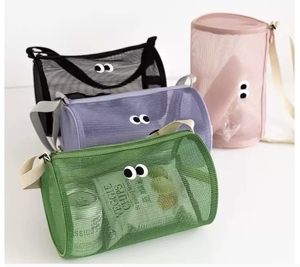 Sac cosmétique en nylon à mailles fines, personnalisable en couleur, avec fermeture éclair, transparent, adorable trousse de maquillage, sacs tendance pour filles, faible MOQ, haute qualité - Product Image 1