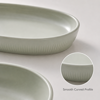 Ensemble de bols de service ovales en mélamine gris mat, résistants aux chocs, sans BPA, lavables au lave-vaisselle, écologiques, design contemporain pour la famille