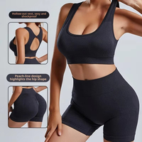 Ensemble de vêtements de sport 2 pièces sans couture pour le yoga : soutien-gorge de sport dos évidé et short de sport taille haute
