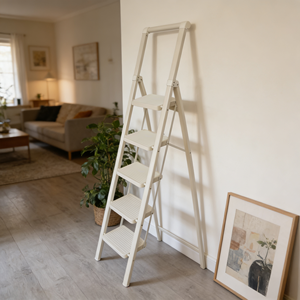 Scala a 5 Gradini in Acciaio Moderna con Corrimano, Design Pieghevole <span class=keywords><strong>per</strong></span> Uso Domestico e Facile Conservazione - Product Image 3