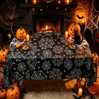 Nappe en plastique pour Halloween, 1*2m, toile d'araignée, imprimé araignée noire, jetable, pour la décoration de table de fête ou de dîner
