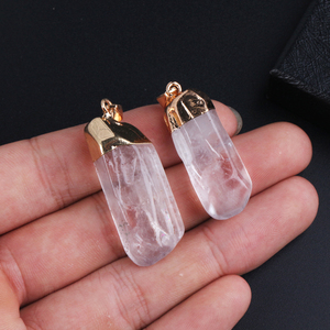สร้อยคอคริสตัลบำบัดแบบขายส่ง จี้หินควอตซ์ใสเคลือบทองสำหรับทำเครื่องประดับ - Product Image 5