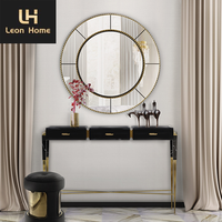 Table d'entrée contemporaine en laiton et marbre noir de luxe léger tables consoles élégantes