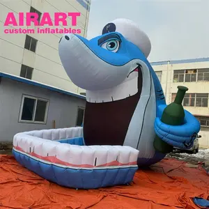 活动定制蓝色充气鲨鱼，巨型充气鲨鱼吉祥物广告