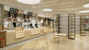 Beige Style Bakery Store and Salon Display Counter with LED Lighting Customizable Marble Top Heavy Duty Eco-Friendly - Product Image 6