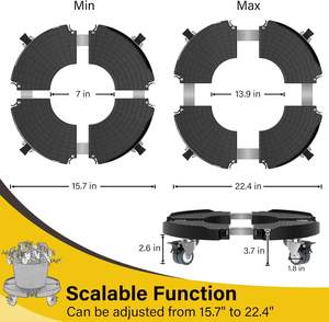 Caddy de plante rond réglable 15-22IN avec roulettes verrouillables support roulant/chariot/rouleau pour jardinière, pot de fleur - Product Image 2