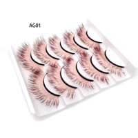 Bulu Mata Palsu 3D Mink Full Strip Model Cat Eye 5 Pasang Buatan Tangan Vegan Bebas Kekejaman Warna-warni Grosir
