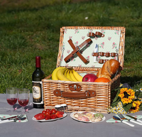 Panier en osier pour 2 personnes avec compartiment isolé pour pique-nique de cuisine écologique Cadeau portable moderne
