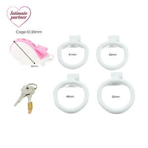 กรงพรหมจรรย์สีชมพูแบบสองสีสำหรับผู้ชาย พร้อมกุญแจล็อคแบบสองสี อุปกรณ์ล็อคสำหรับผู้ชาย ป้องกันการหลุดรอดและการงัดแงะ - Product Image 2