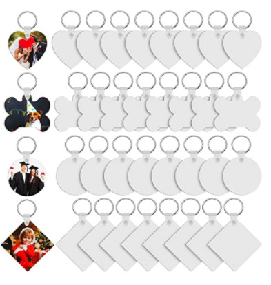 Чистая деревянная подвеска MDF в форме сердца, круглая кость, сублимационная идентификационная бирка, бирка для собак, набор аксессуаров для брелока