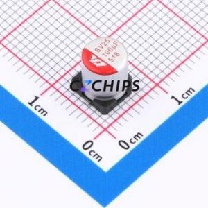 Condensateur solide SMD SV101M250E7R7R1Z00ZZ, D6.3xL7.7mm (Capacité : 100uF) (Précision : 20%) Tension nominale : 25V - Product Image 1