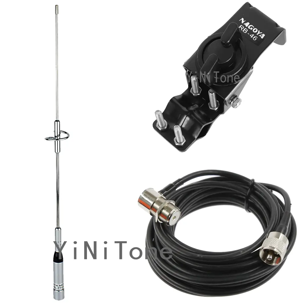 Yiniton NL-770S Antenne Met Zwarte RB-46 Beugel En 5M Rg58 Verlengkabel Voor Auto Radio Kenwood Yaesu Icom