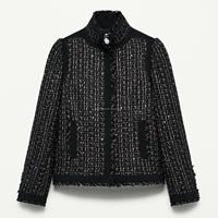 Veste en tweed sculptée à col haut pour femme, personnalisée, pour l'hiver