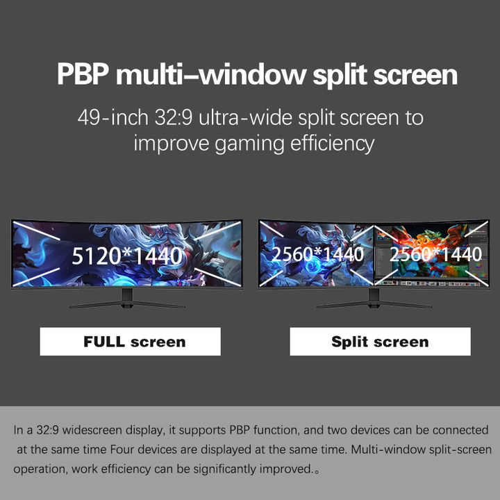 Factory 49 Inch Curved Screen 165Hz Gaming 4K Monitor Wide Screen ...