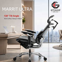 Chaise de bureau ergonomique en maille pour cadres, modèle 138 °   Support lombaire réglable robuste 150 kg GTCHAIR Marrit Ultra
