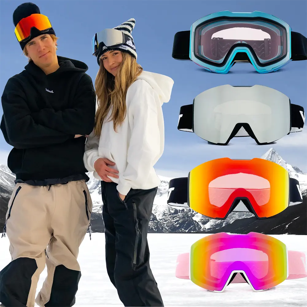 Occhiali da sci di buona qualità più popolari per gli uomini donne occhiali da Snowboard da neve con protezione Anti-nebbia occhiali da sci a doppia lente