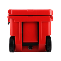 Glacière rotomoulée personnalisée en PE thermique 55QT avec roues, rétention de glace 5 jours, panier étanche pour canettes, boissons et aliments, utilisation extérieure