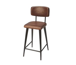 Chaise de comptoir moderne avec structure en métal, assise rembourrée confortable et dossier de soutien pour îlot de cuisine ou petit-déjeuner - Product Image 2