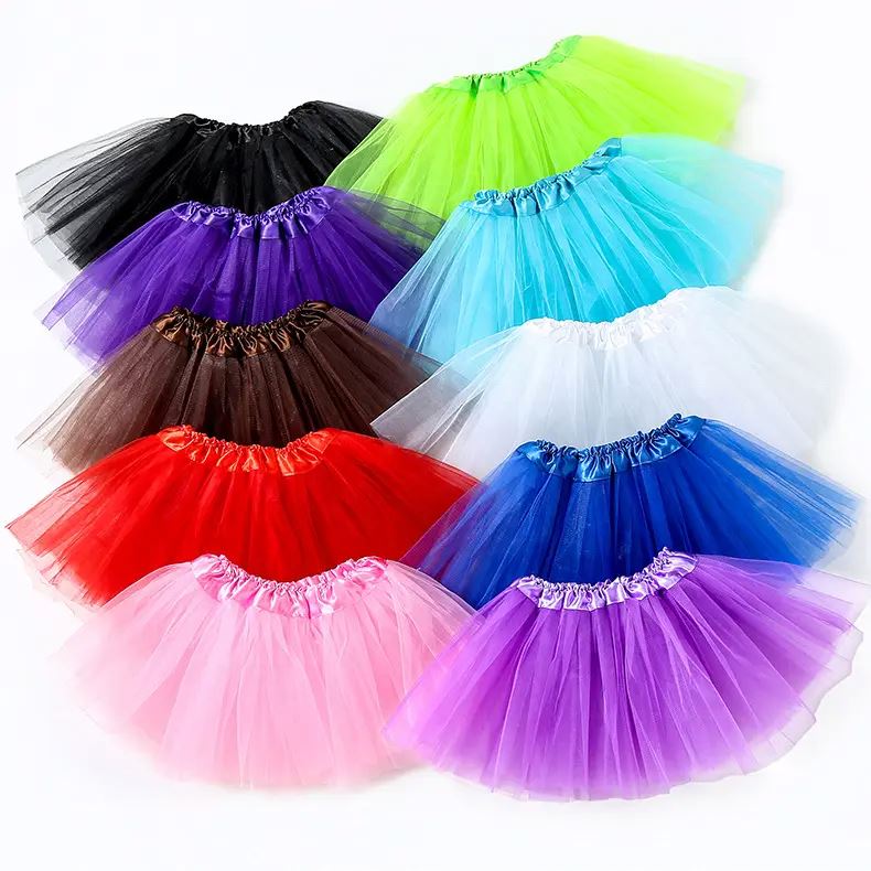 Haute qualité maille Ballet Mini Tutus filles enfants Tutus jupes 15 couleurs Ballet Tutu jupe 3 couches Tulle petites filles Tutu