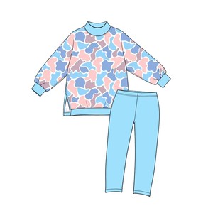 Conjunto de 2 Piezas para Niñas Pequeñas, Sudadera de Manga Larga con Estampado y Leggings Lisos, Ropa Casual de Boutique - Product Image 3