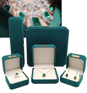wholesale custom Green velvet jewelry box ring earrings necklace bracelet jewelry package elegant gift box