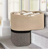 Panier de rangement pliable en corde de coton tressé, écologique, grande taille L, pour l'organisation de la maison - Offre Spéciale