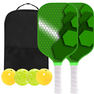 Ensemble de raquettes de pickleball, 4 balles, sac en filet, poignée antidérapante, forme standard, design tendance, adultes, enfants, toutes saisons, bois de peuplier - Product Image 2