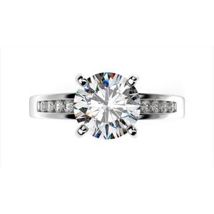 Anillo de Compromiso Vintage de Oro Blanco de 14K con Diamante Grande de Corte Brillante, Engaste de Cuatro Puntas, Chapado en Rodio, Brillante - Product Image 2