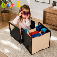 Juego de Silla Cubo Convertible Montessori con Modo Mesa y Diseño de Abedul, Muebles Unisex para Niños Pequeños para Uso en el Hogar y Guardería