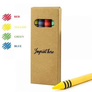 Ensemble de 4 crayons de cire miniatures portables avec logo personnalisé, couleurs assorties, boîte en papier kraft pour kits de bienvenue scolaires - Product Image 3