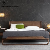 Nordamerikanisches Schwarznussholz Modernes Minimalistisches Japanisches Luxuriöses Nordisches Neuer Chinesischer Stil Massivholz Doppelbett