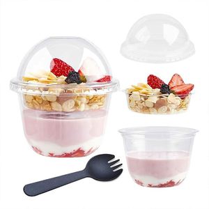 Disposable PET U Shaped Clear <b>Plastic</b> Parfait <b>Cups</b> with Insert & Dome Lids(NO HOLE) Lid for Yogurt Dessert - Product Image 1