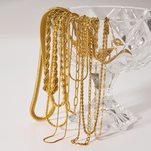 Collar de cuentas de acero inoxidable chapado en oro inoxidable de 18K para mujeres y niñas, gargantillas elegantes de moda con eslabones de cadena, joyería - Product Image 3