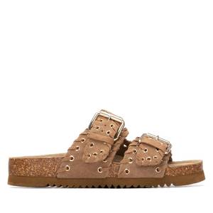 Xti Women's <b>Flat</b> Sandals Camel 38mm Heel Height Slip-On Style - Product Image 1