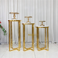 Lot de 3 supports floraux modernes en métal doré pour gâteaux de mariage, élégants ornements de chemin de table, décoration de fond de scène de mariage
