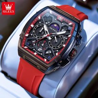 Montre OLEVS 2942 OEM avec logo personnalisé ODM, montre chronographe multifonctionnelle luminescente, phase lunaire, étanche, quartz, montre-bracelet pour homme