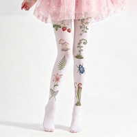 Nouveau Collant en nylon imprimé à motif floral et fraises, style tendance et décontracté, style rétro européen et américain, pour le marché international