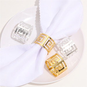 Géométrie Argent Or Serviettes Porte-Anneaux Boucle Pour Serviettes Anneaux & Accessoires Décoration de <span class=keywords><strong>Table</strong></span> de Fête de Mariage - Product Image 5