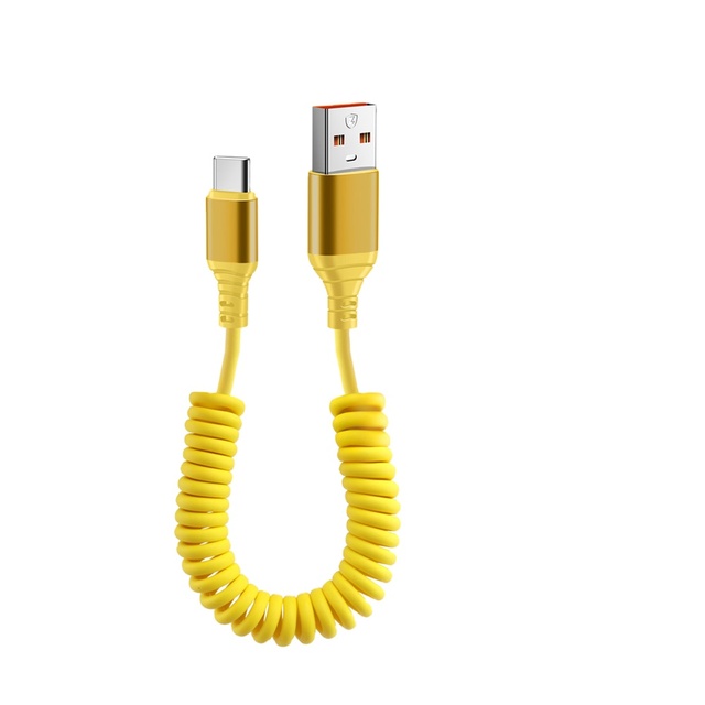 66w Car Spring Fast Charging USB Cable Multicolor USB A/USB C to Type C Cable USB C Data Cord for iPhone 15 16 Pro Xiaomi