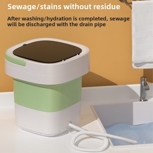Laveuse-sécheuse semi-automatique tout-en-un pliable en plastique compacte transfrontalière pour chaussettes et vêtements intimes avec déshydratation automatique, prise US - Product Image 5