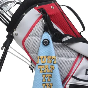 Handuk Golf kustom cetak mikrofiber handuk Golf magnetik handuk Golf wafel Logo khusus