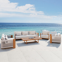 Ensemble de meubles d'extérieur modernes tissés à la main, ensemble de salon de jardin de luxe avec table basse, canapé d'extérieur imperméable pour hôtel