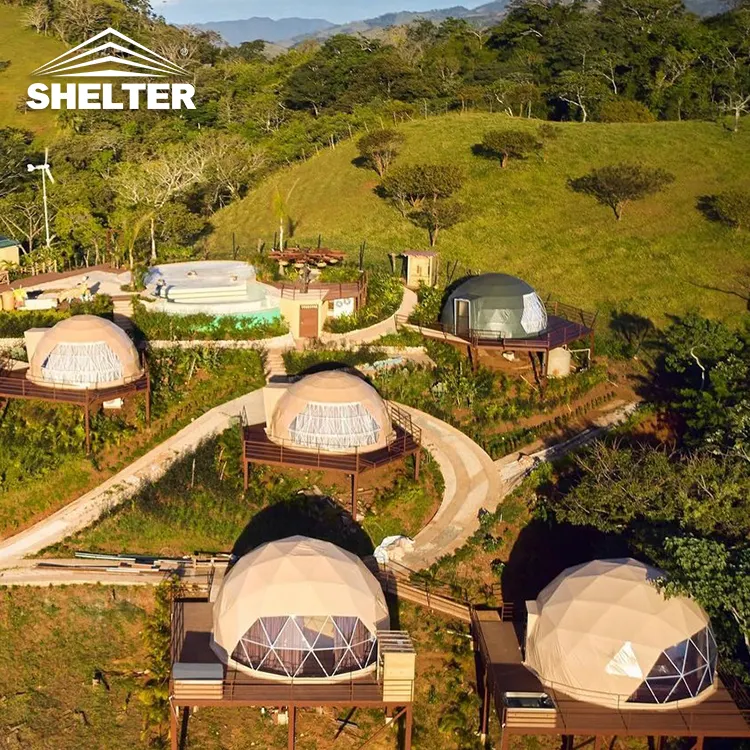 Tenda geometrica hotel di lusso all'aperto geo rotondo glamping sfera cupola homestay domo house