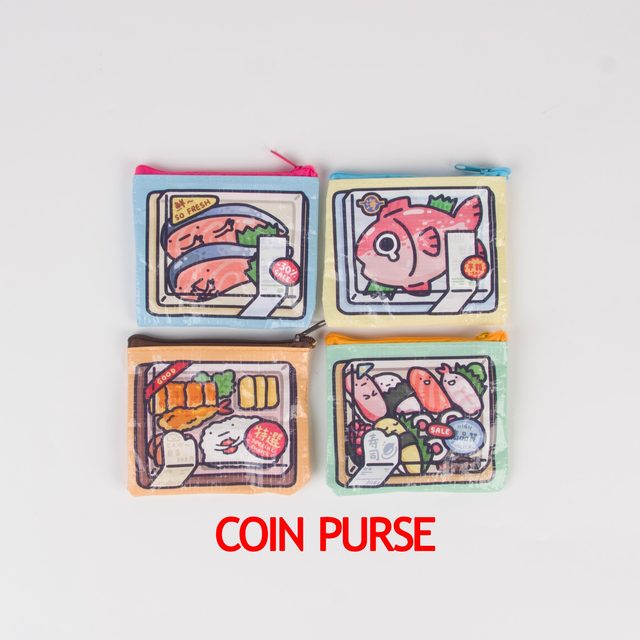 Custom Coin Purse Cute Cartoon Print High Quality Eco Pp Woven Bag Zipper up Waterproof Coin Storage Laminated Pp Woven Bags